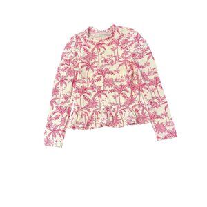 Janie And Jack Girls Ruffle Hem Long Sleeve rashguard With Pink Flamingo Print 7